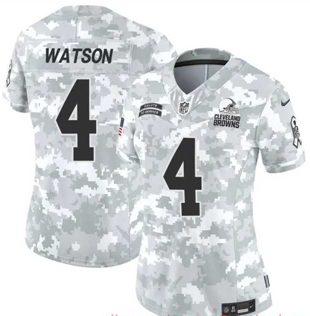 Womens Cleveland Browns #4 Deshaun Watson 2024 F.U.S.E Arctic Camo Salute To Service Limited Stitched Jersey Dzhi->cleveland browns->NFL Jersey